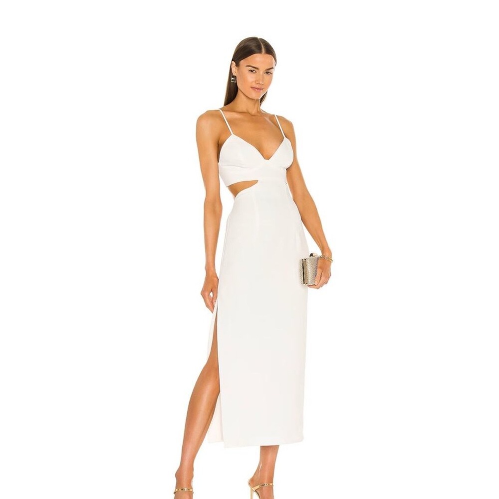 Bardot White Midi Dress with Cut-Outs